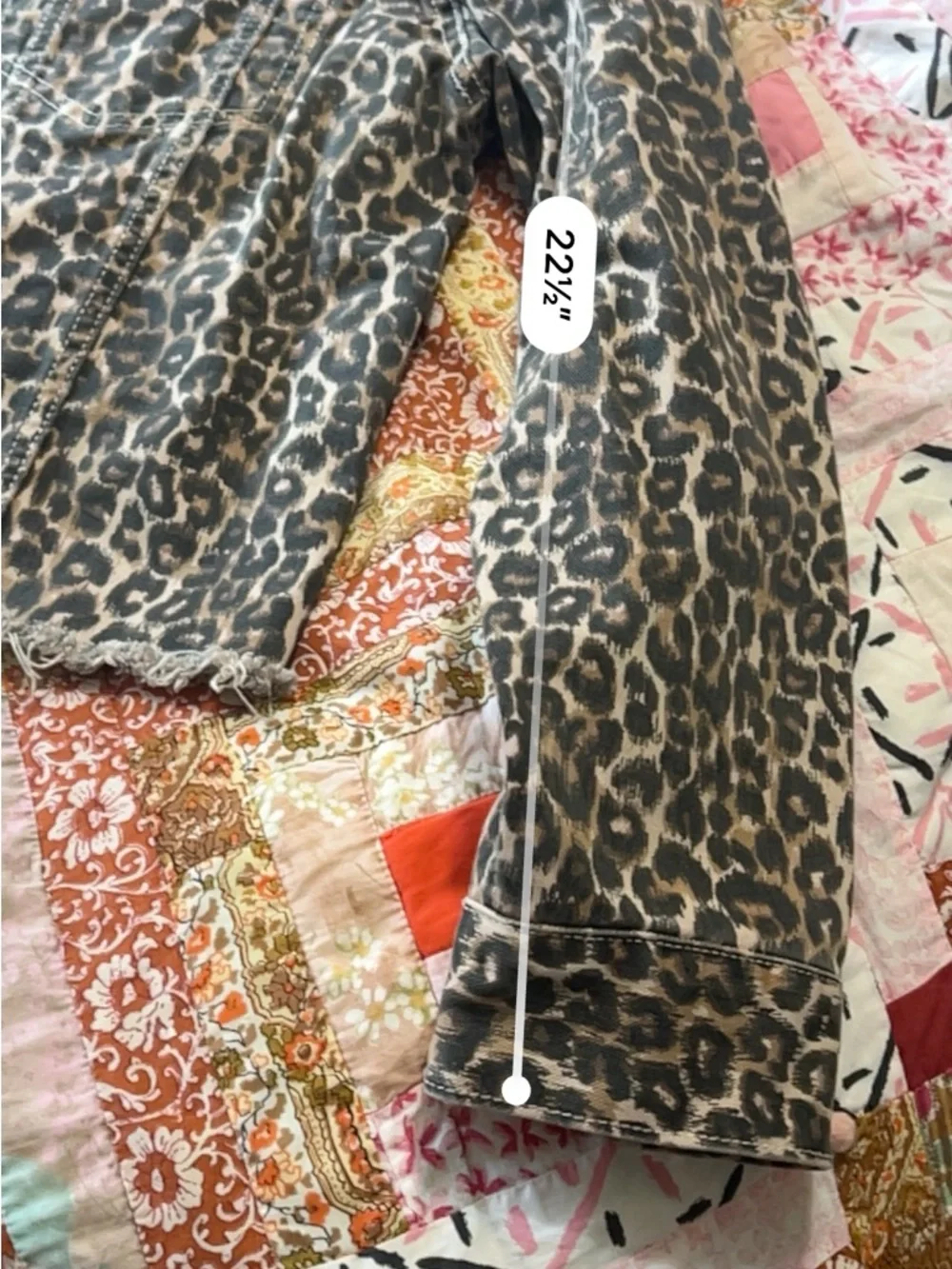 Free People Leopard Print Cropped Jean Jacket L - Picture 7 of 8
